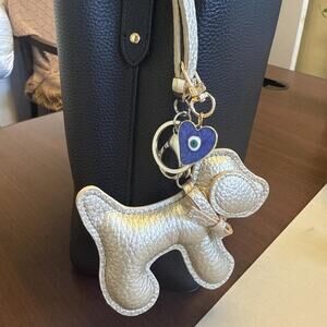 Dog Keychains Leather Craft Soft and Adorable Puppy Bag Charm Purse Accessory
